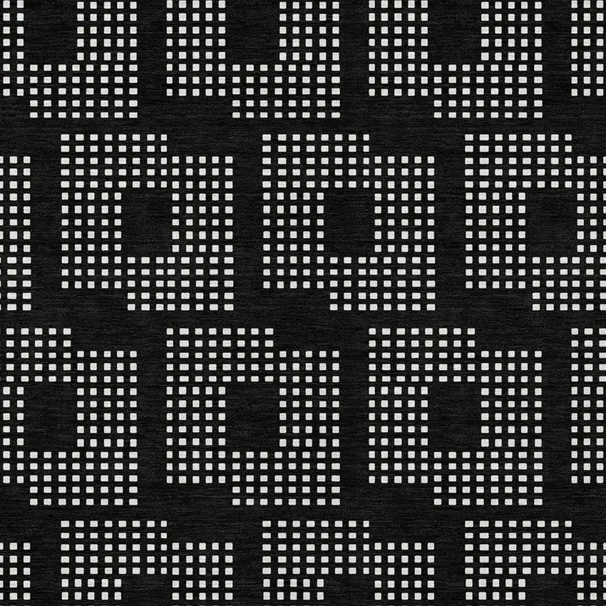 Black And Ivory Geometric Washable Indoor Outdoor Area Rug Photo 6