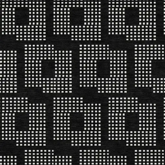 Black And Ivory Geometric Washable Indoor Outdoor Area Rug Photo 6