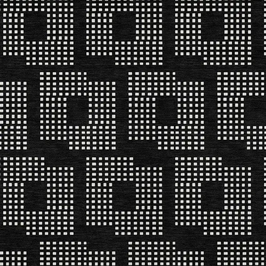 Black And Ivory Geometric Washable Indoor Outdoor Area Rug Photo 6