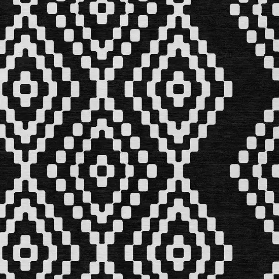 Black And Ivory Geometric Washable Indoor Outdoor Area Rug Photo 7