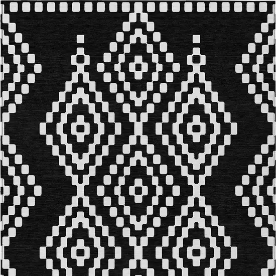 Black And Ivory Geometric Washable Indoor Outdoor Area Rug Photo 8