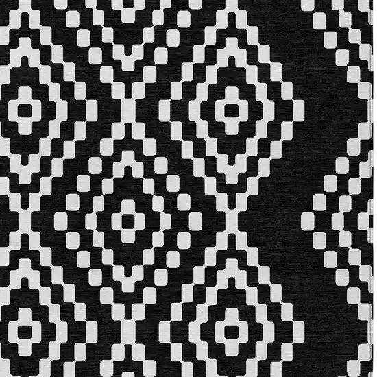 Black And Ivory Geometric Washable Indoor Outdoor Area Rug Photo 7