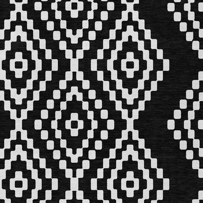 Black And Ivory Geometric Washable Indoor Outdoor Area Rug Photo 7