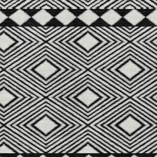 Black And Ivory Geometric Washable Indoor Outdoor Area Rug Photo 6