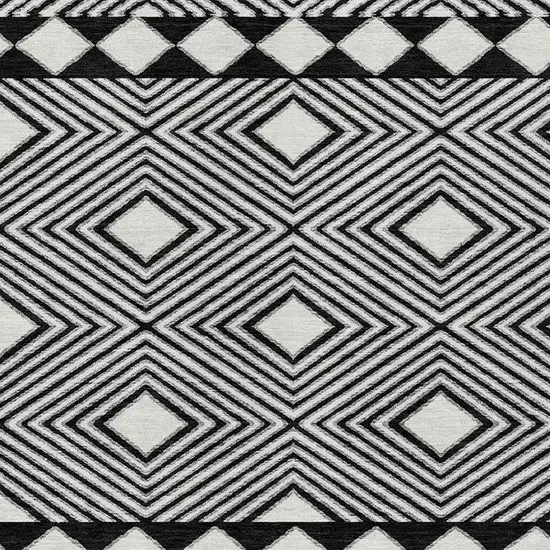 Black And Ivory Geometric Washable Indoor Outdoor Area Rug Photo 6