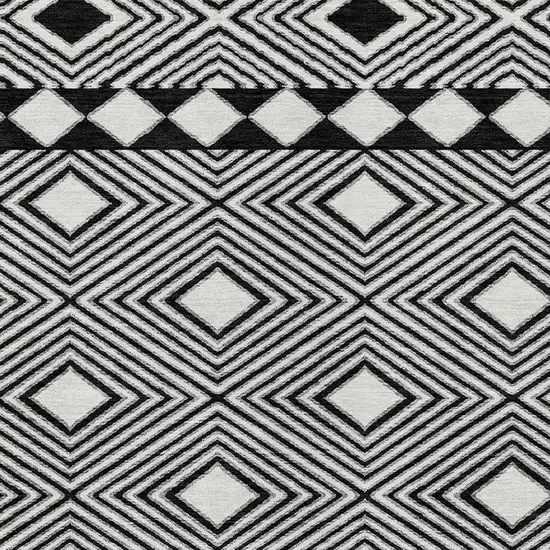 Black And Ivory Geometric Washable Indoor Outdoor Area Rug Photo 6