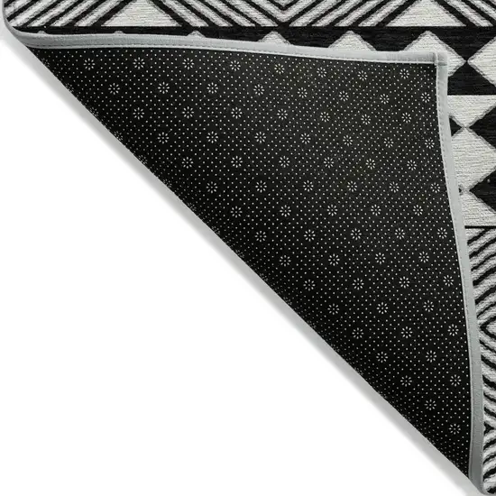 Black And Ivory Geometric Washable Indoor Outdoor Area Rug Photo 4