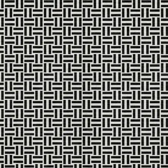 Black And Ivory Geometric Washable Indoor Outdoor Area Rug Photo 7