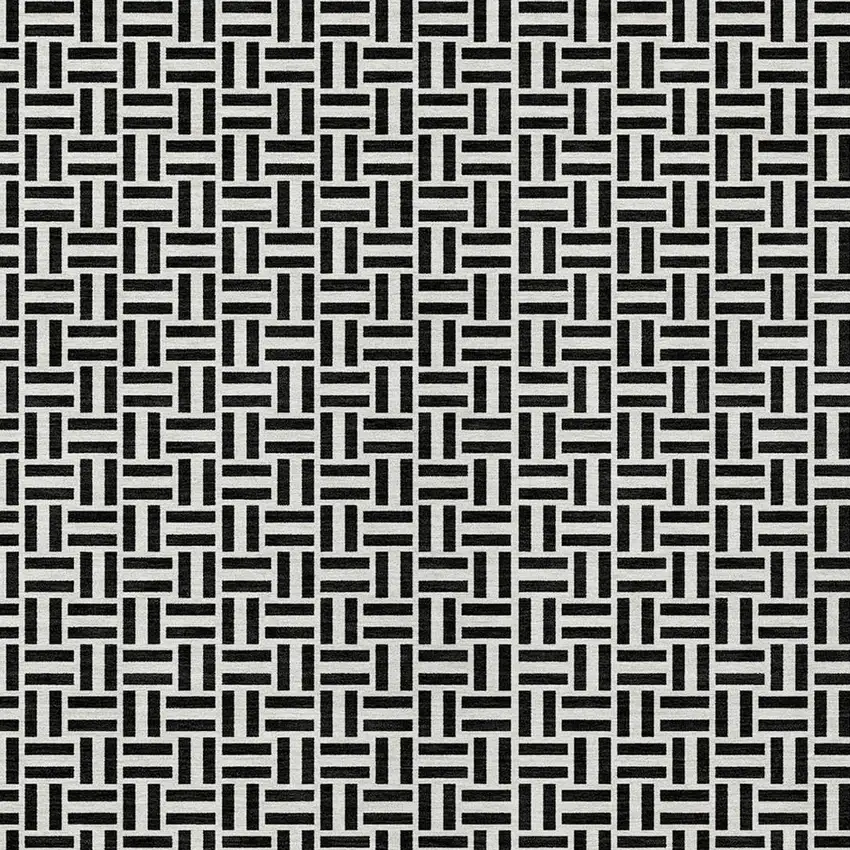 Black And Ivory Geometric Washable Indoor Outdoor Area Rug Photo 7