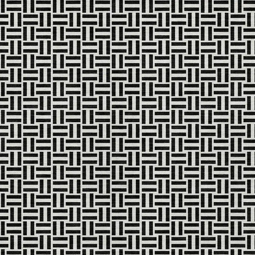 Black And Ivory Geometric Washable Indoor Outdoor Area Rug Photo 7