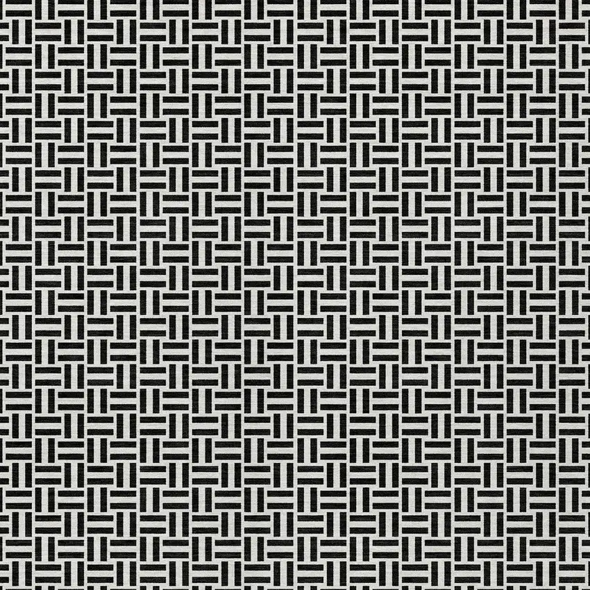 Black And Ivory Geometric Washable Indoor Outdoor Area Rug Photo 8