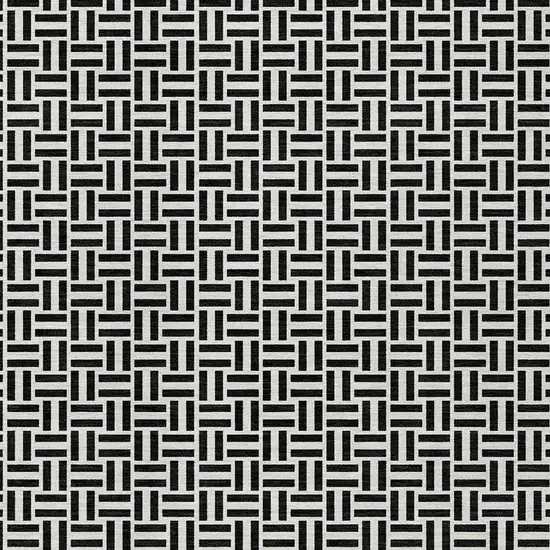 Black And Ivory Geometric Washable Indoor Outdoor Area Rug Photo 7