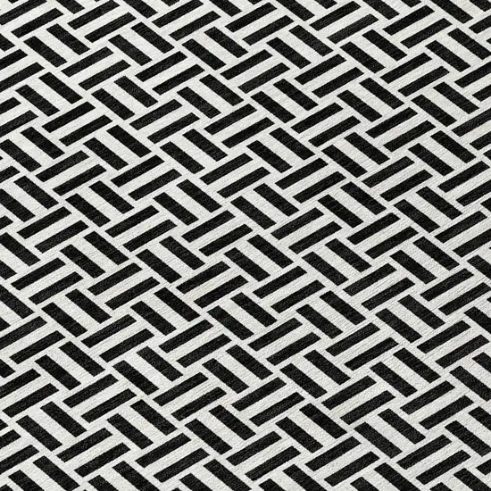 Black And Ivory Geometric Washable Indoor Outdoor Area Rug Photo 6