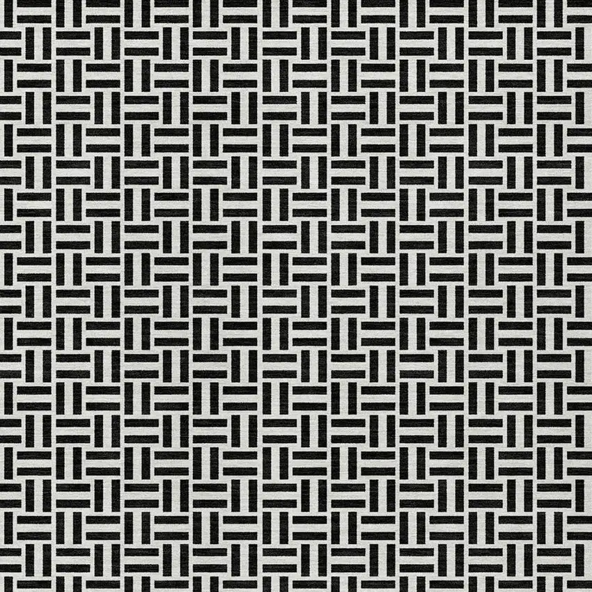 Black And Ivory Geometric Washable Indoor Outdoor Area Rug Photo 7