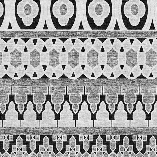 Black And Ivory Ikat Washable Area Rug With UV Protection Photo 3