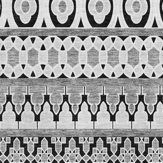 Black And Ivory Ikat Washable Area Rug With UV Protection Photo 3