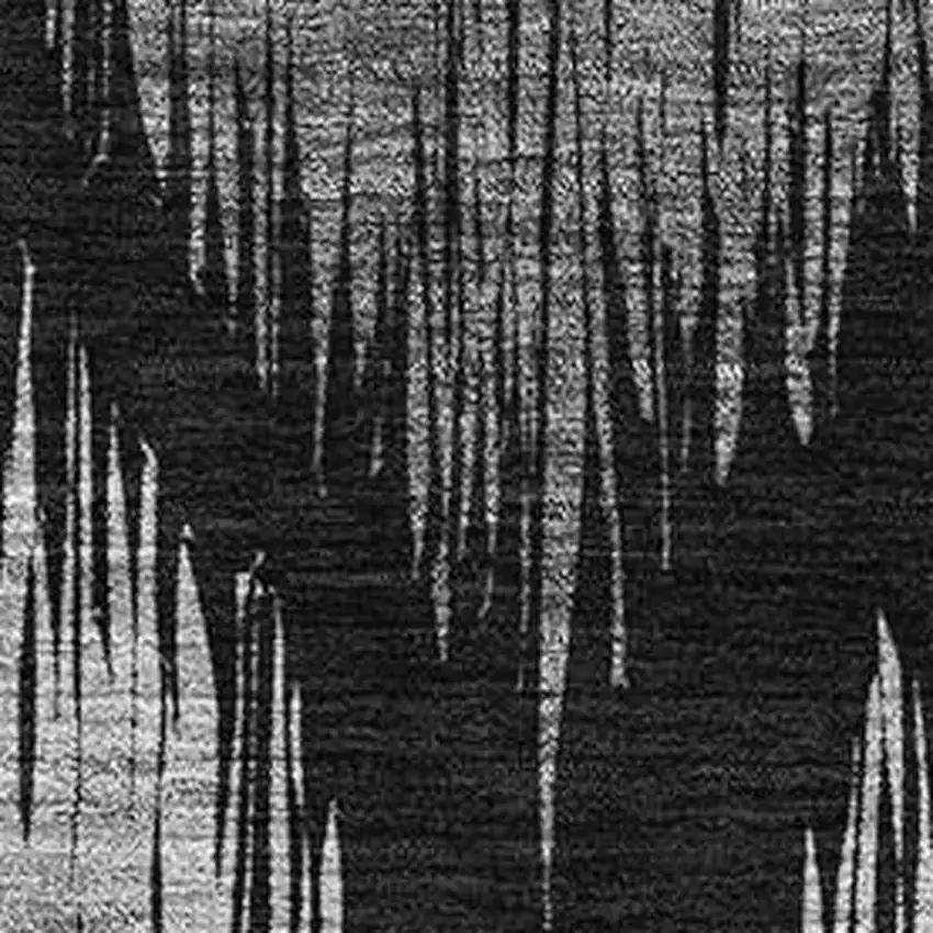 Black And Ivory Ikat Washable Area Rug With UV Protection Photo 3