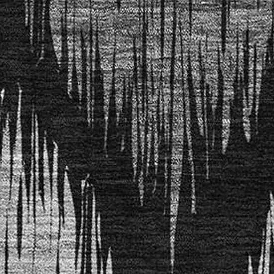 Black And Ivory Ikat Washable Area Rug With UV Protection Photo 3