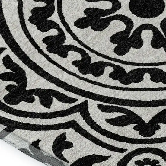 Black And Ivory Medallion Washable Area Rug With UV Protection Photo 3