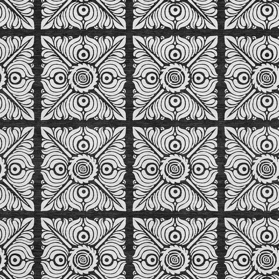 Black And Ivory Medallion Washable Area Rug With UV Protection Photo 3