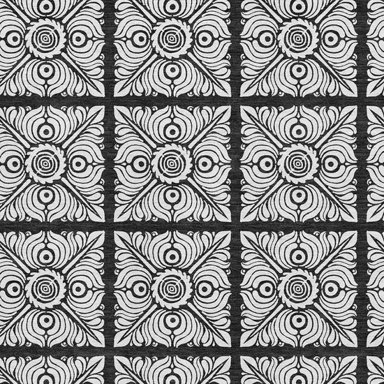 Black And Ivory Medallion Washable Area Rug With UV Protection Photo 3