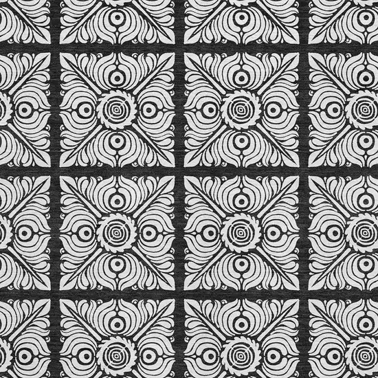 Black And Ivory Medallion Washable Area Rug With UV Protection Photo 3