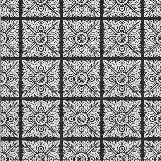 Black And Ivory Medallion Washable Area Rug With UV Protection Photo 3