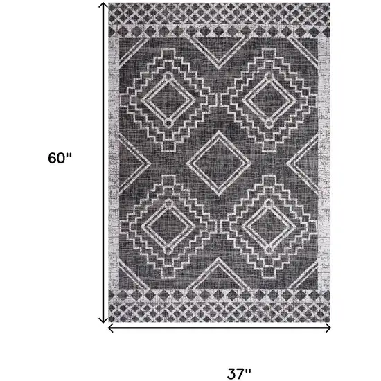 Black And Ivory Moroccan Indoor Outdoor Area Rug Photo 3