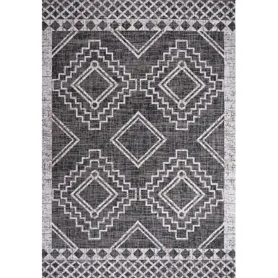 Black And Ivory Moroccan Indoor Outdoor Area Rug Photo 2