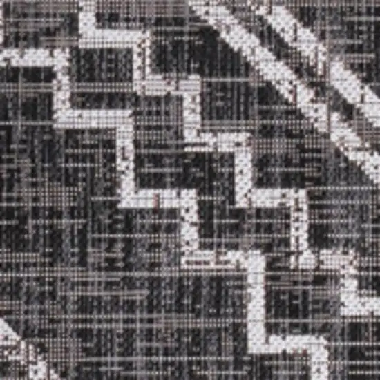 Black And Ivory Moroccan Indoor Outdoor Area Rug Photo 4