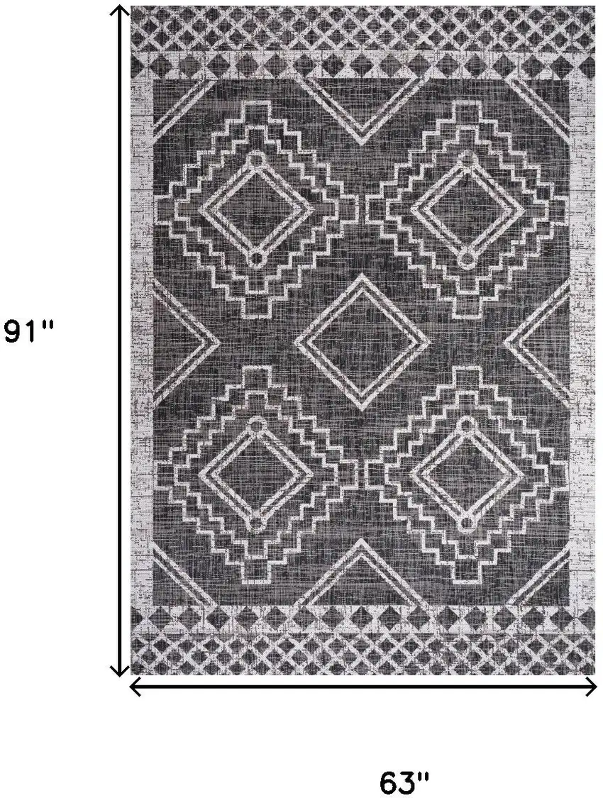 Black And Ivory Moroccan Indoor Outdoor Area Rug Photo 3