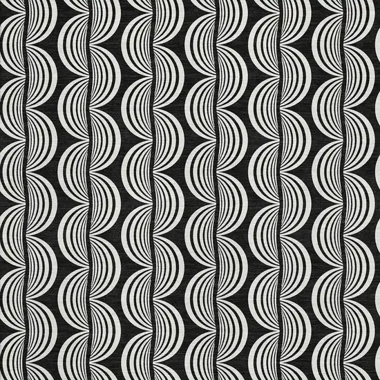 Black And Ivory Ogee Washable Area Rug With UV Protection Photo 2