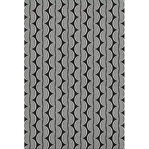 Photo of Black And Ivory Ogee Washable Area Rug With UV Protection