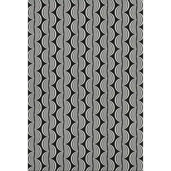 Black And Ivory Ogee Washable Area Rug With UV Protection Photo 1
