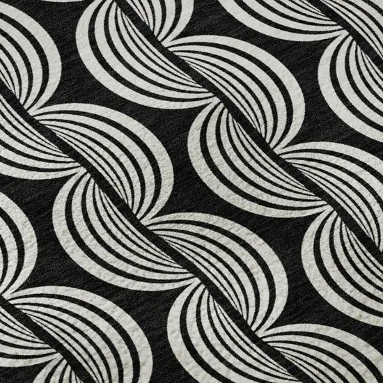 Black And Ivory Ogee Washable Area Rug With UV Protection Photo 9