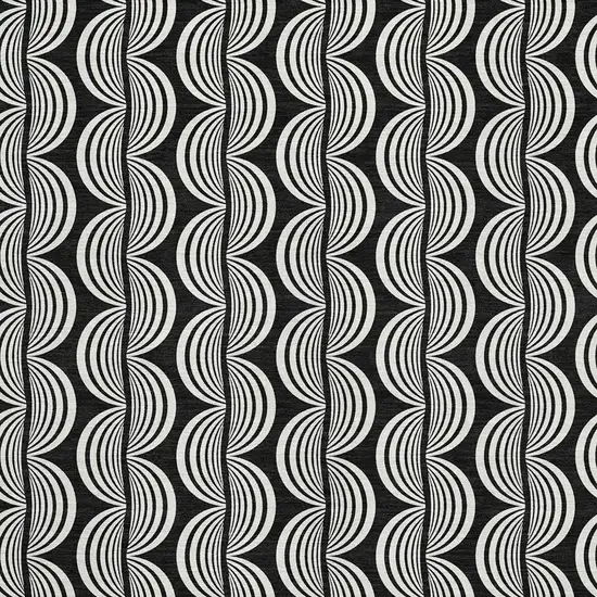 Black And Ivory Ogee Washable Area Rug With UV Protection Photo 2