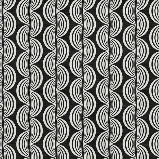 Black And Ivory Ogee Washable Area Rug With UV Protection Photo 2