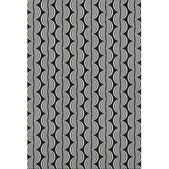 Black And Ivory Ogee Washable Area Rug With UV Protection Photo 2