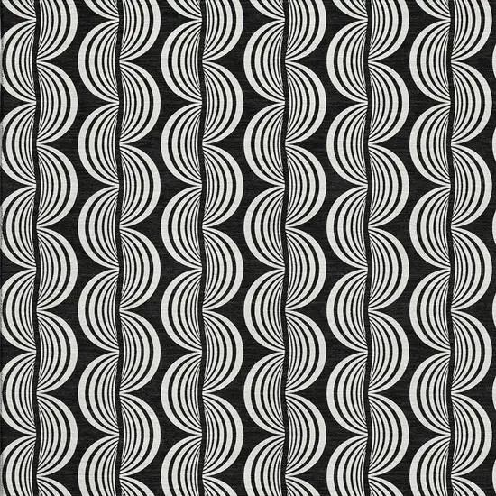 Black And Ivory Ogee Washable Area Rug With UV Protection Photo 2