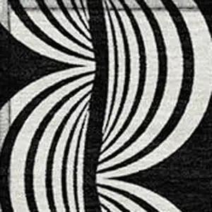 Photo of Black And Ivory Ogee Washable Indoor Outdoor Area Rug