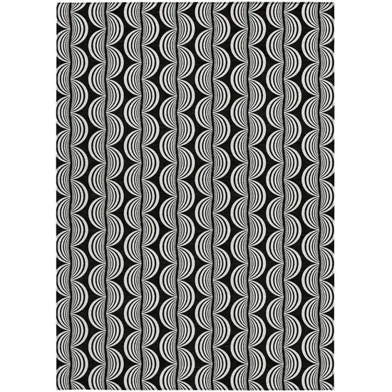 Black And Ivory Ogee Washable Indoor Outdoor Area Rug Photo 6