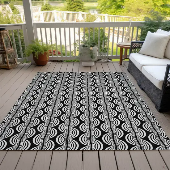 Black And Ivory Ogee Washable Indoor Outdoor Area Rug Photo 7