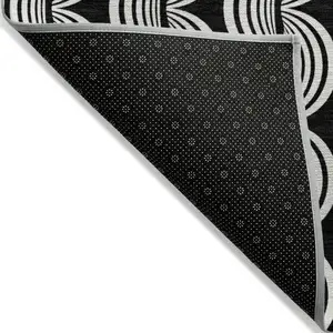Photo of Black And Ivory Ogee Washable Indoor Outdoor Area Rug