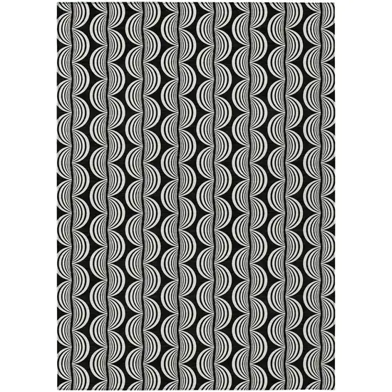 Black And Ivory Ogee Washable Indoor Outdoor Area Rug Photo 2