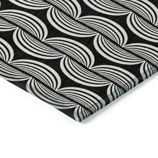 Black And Ivory Ogee Washable Indoor Outdoor Area Rug Photo 4