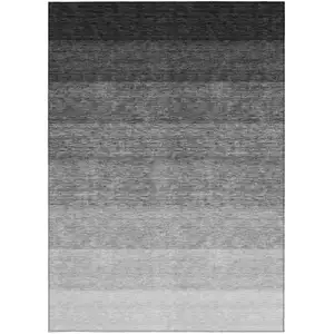 Photo of Black And Ivory Ombre Washable Indoor Outdoor Area Rug
