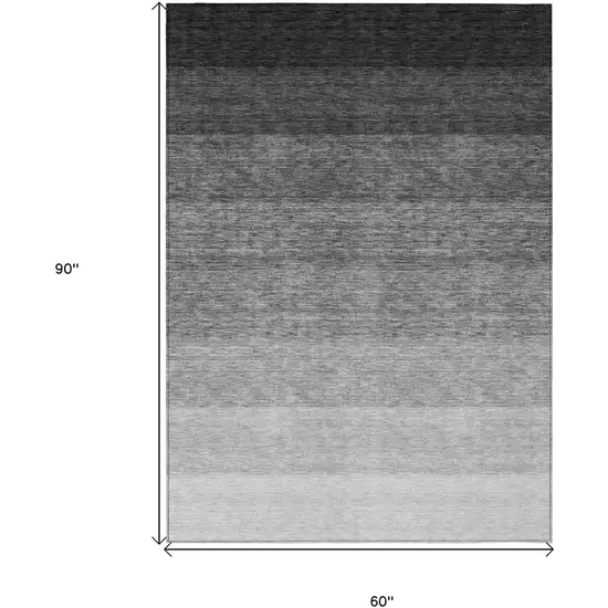 Black And Ivory Ombre Washable Indoor Outdoor Area Rug Photo 3