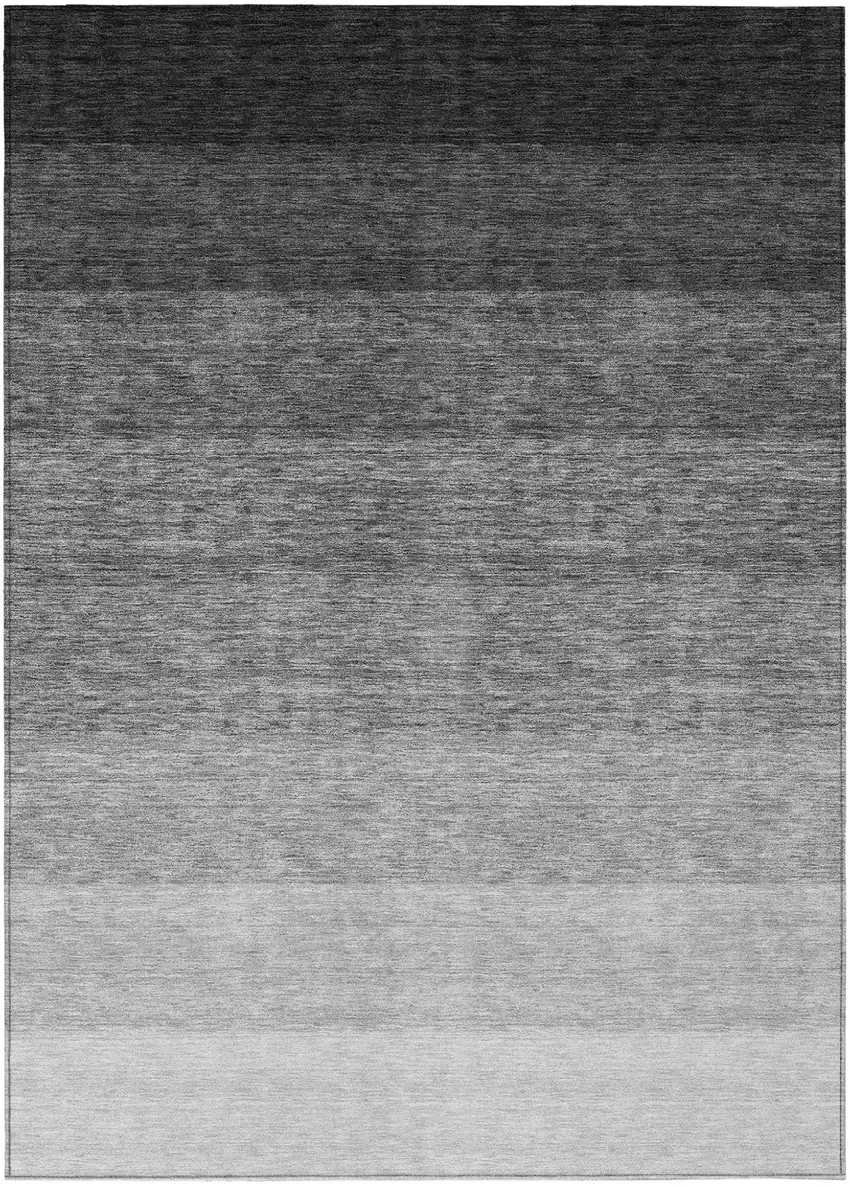 Black And Ivory Ombre Washable Indoor Outdoor Area Rug Photo 2