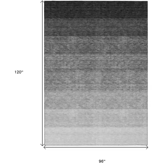 Black And Ivory Ombre Washable Indoor Outdoor Area Rug Photo 3