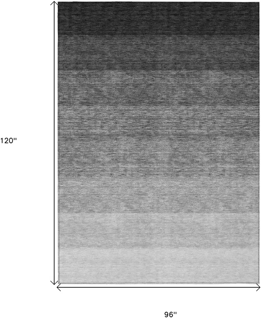 Black And Ivory Ombre Washable Indoor Outdoor Area Rug Photo 3